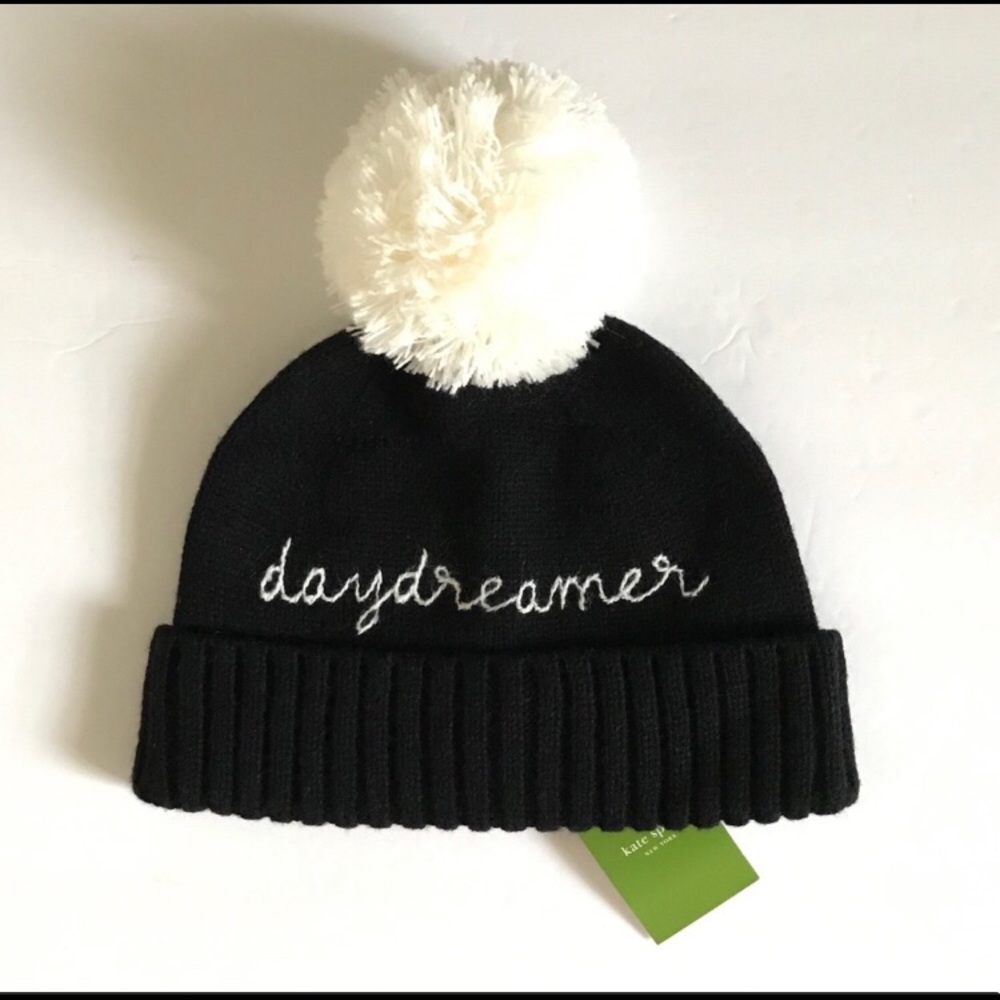 Kate Spade Daydreamer black beanie NWT